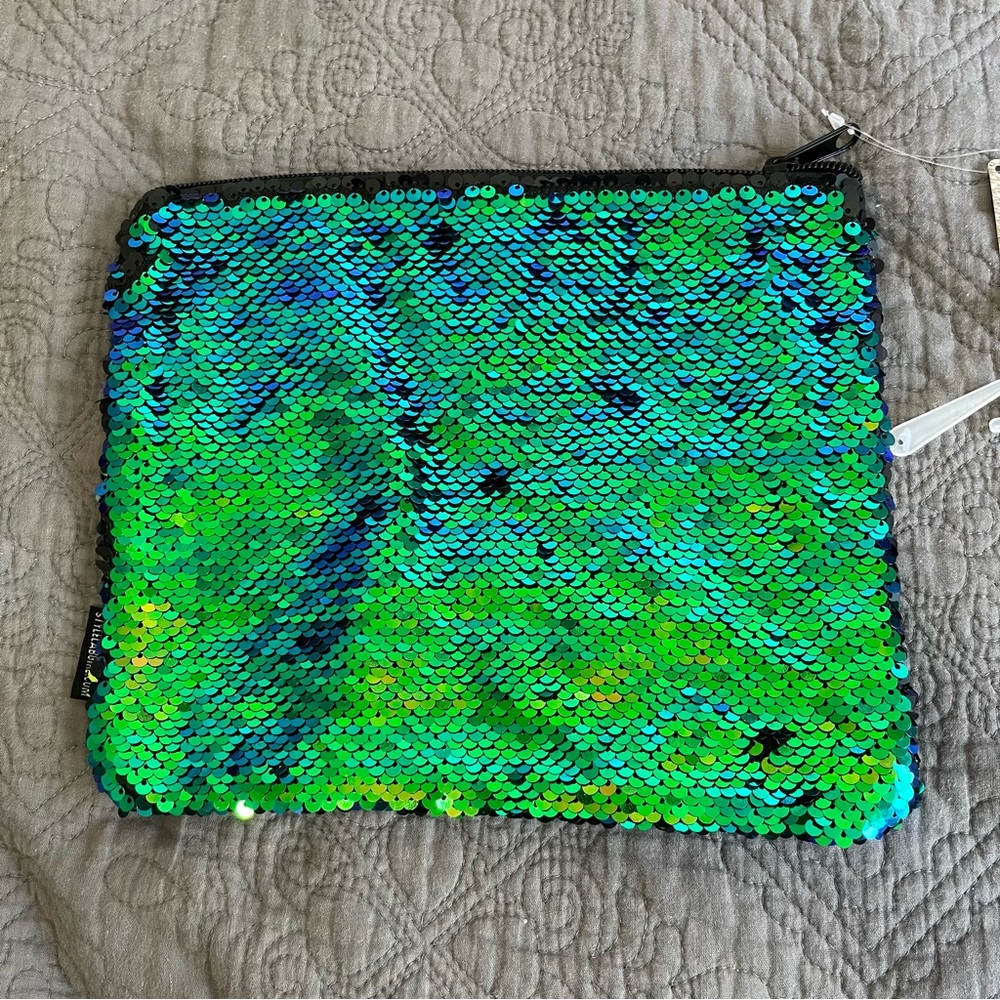 Reversible Mermaid-Black Sequin Pencil Pouch/Purse/Clutch - NWT